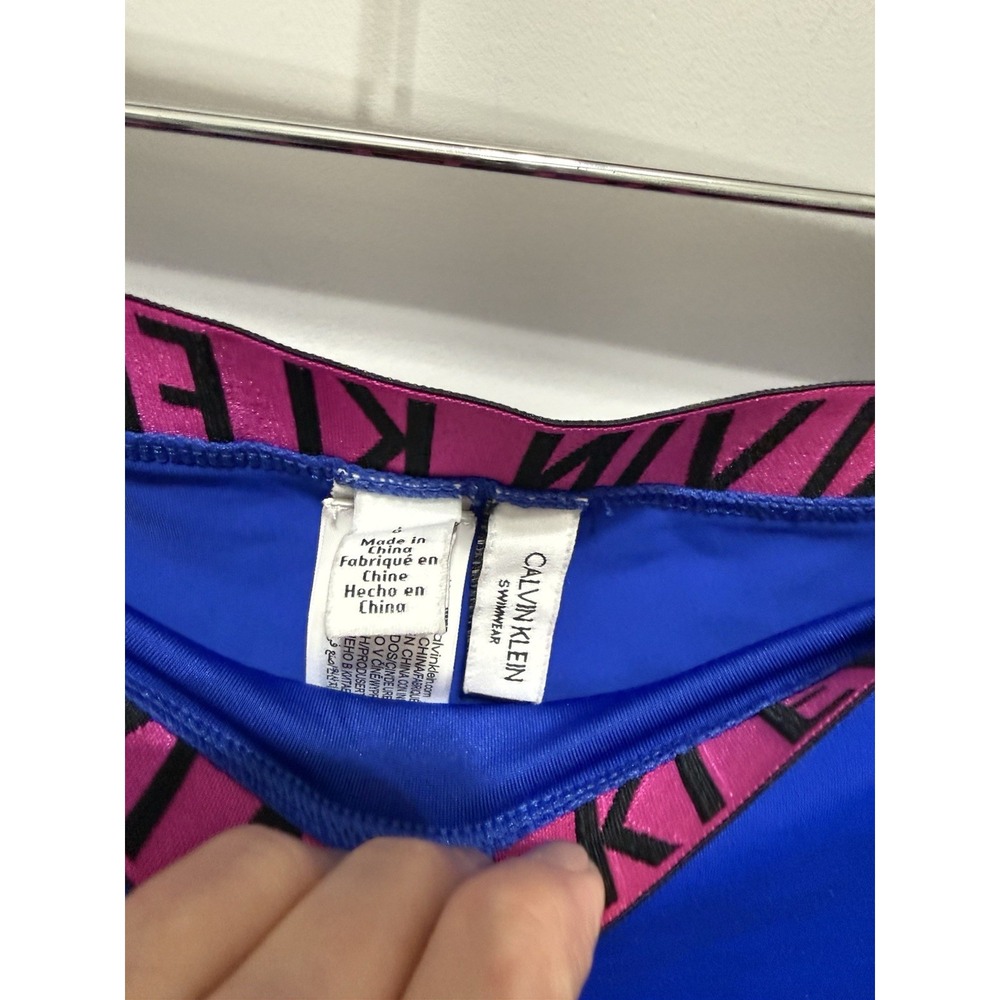 Calvin Klein Blue bikini Set Large High Waist Bottom Intense Power Ribbed - Picture 9 of 14
